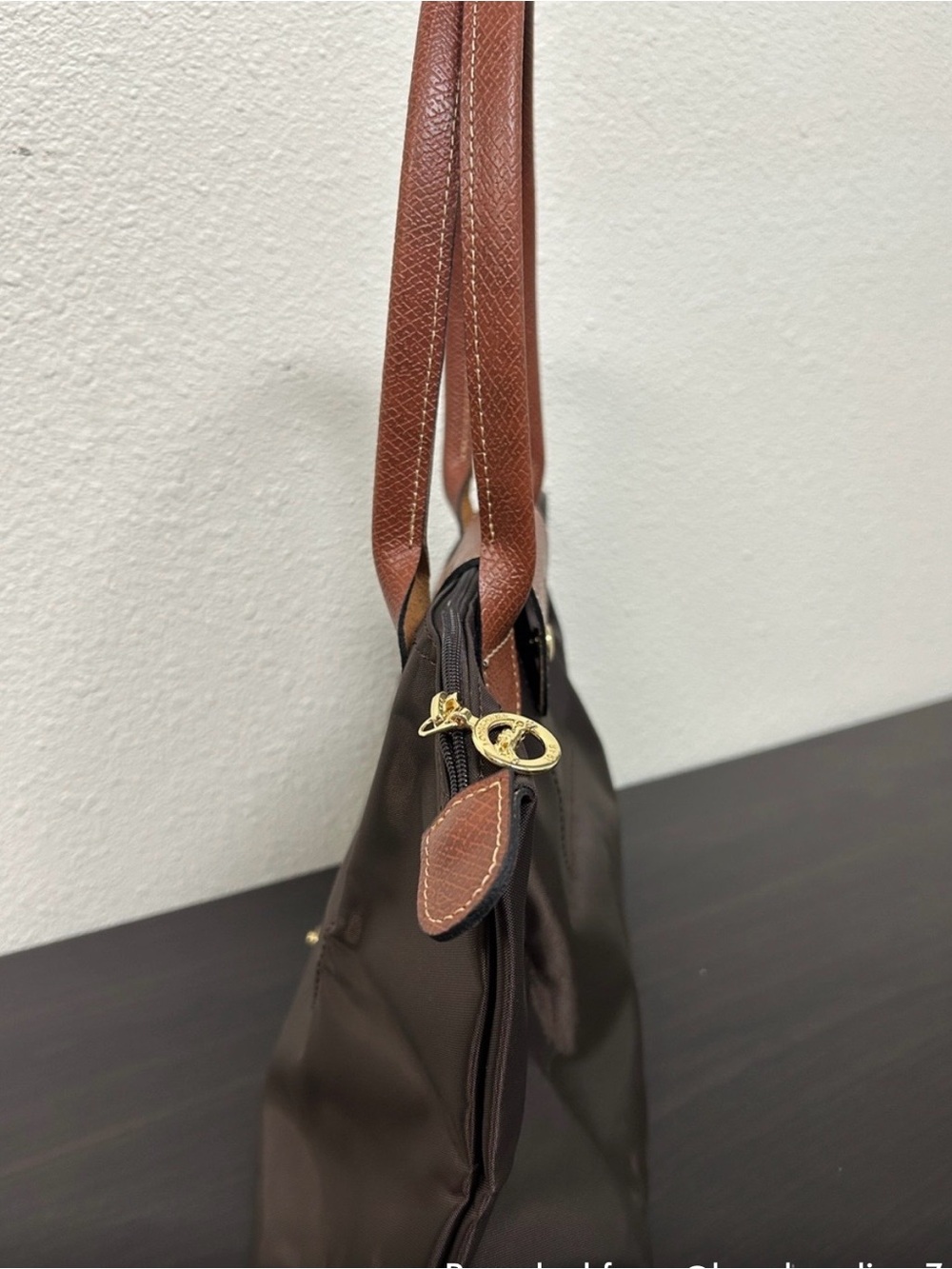 Longchamp Brown Nylon Tote with Tan Leather Trim - Picture 2 of 5